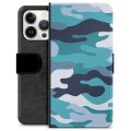 Etui Portfel Premium - iPhone 13 Pro - Niebieski Moro
