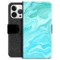 Etui Portfel Premium - iPhone 13 Pro - Błękitny Marmur