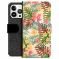 Etui Portfel Premium - iPhone 13 Pro - Różowe Kwiaty