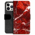 Etui Portfel Premium - iPhone 13 Pro - Czerwony Marmur