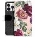 Etui Portfel Premium - iPhone 13 Pro - Romantyczne Kwiaty