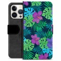 Etui Portfel Premium - iPhone 13 Pro - Tropikalne Kwiaty