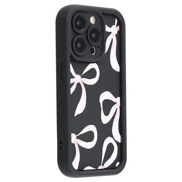 Stylowe, wstrząsoodporne etui TPU iPhone 13 Pro z podniesionymi krawędziami - czarny / duża kokarda