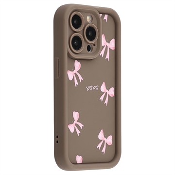 Stylowe wstrząsoodporne etui TPU na iPhone 13 Pro z podniesionymi krawędziami - brązowe / kokardka