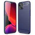 Szczotkowane Etui z TPU do iPhone 14 - Włókno Węglowe - Błękit