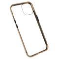 iPhone 14 Magnetyczne Etui ze Szkłem Hartowanym - Złoto