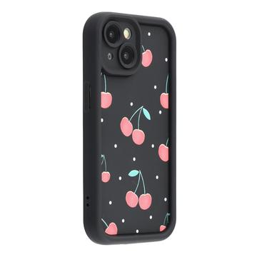 Stylowe, wstrząsoodporne etui TPU iPhone 14 Plus z podniesionymi krawędziami - czarny / Czereśnie