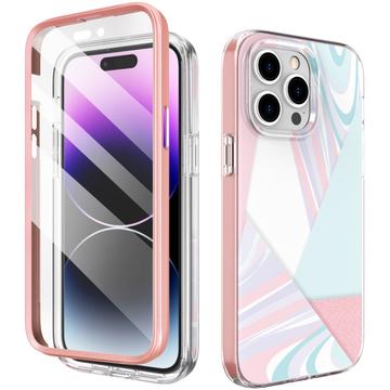 iPhone 14 Pro Hybrydowe etui z ochroną 360 stopni Ahastyle WE13 - Pastelowy marmur