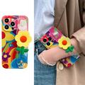 Etui iPhone 14 Pro Flower TPU z opaską na rękę - kolorowe