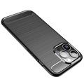 Szczotkowane Etui z TPU do iPhone 14 Pro Max - Włókno Węglowe - Czarne