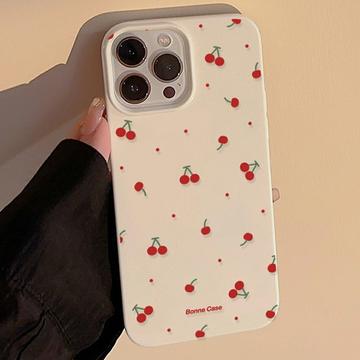 Etui z TPU iPhone 14 Pro Max z wzorem wiśniowym - Biel