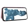 iPhone 14 Pro Max Etui z Klapką - Włókno Węglowe - Różowe złoto