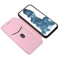 iPhone 14 Pro Max Etui z Klapką - Włókno Węglowe - Różowe złoto