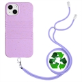 iPhone 14 Biodegradowalne Etui z Serii String z Paskiem - Fioletowy