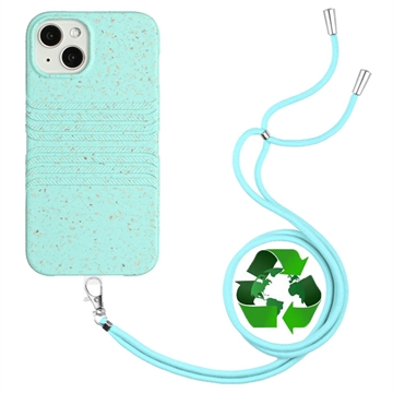iPhone 14 Biodegradowalne Etui z Serii String z Paskiem - Błękitny