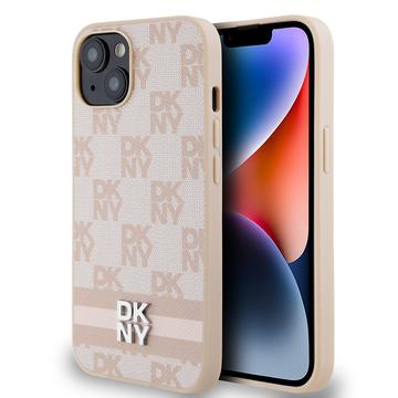 Etui DKNY Checkered Pattern and Stripe na iPhone\'a 15 - różowe