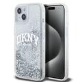 iPhone 15 DKNY Liquid Glitter Arch Logo Case - przezroczysty