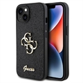 iPhone 15 Etui Guess Fixed Glitter 4G Metal Logo - Czerń