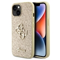iPhone 15 Etui Guess Fixed Glitter 4G Metal Logo - Złoto