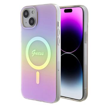 iPhone 15 Guess IML Iridescent Script Mag Etui - różowy