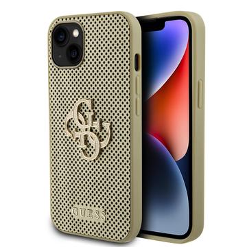 iPhone 15 Guess Perforated 4G Glitter Logo Pokrowiec - złoty