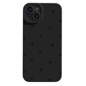 iPhone 15 Smukłe etui z TPU ze wzorem w serca - czarny