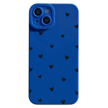 iPhone 15 Smukłe etui z TPU ze wzorem w serca - niebieskie / czarne
