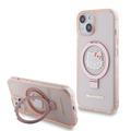 iPhone 15 Hello Kitty IML Ringstand Glitter MagSafe Etui - Różowy