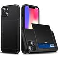 iPhone 15 Etui Hybrydowe z Uchwytem na Kartę - Czerń