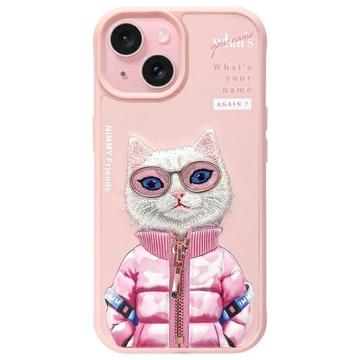iPhone 15 Nimmy Friends Cool&Cute 2.0 Kot Etui - różowy