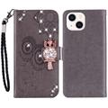 iPhone 15 Etui na Portfel Kryształ Sowa - Szary
