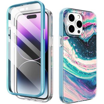 iPhone 15 Pro Hybrydowe etui z ochroną 360 stopni Ahastyle WE13 - Kolorowa fala