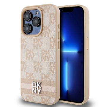 iPhone 15 Pro Etui DKNY Wzór w kratkę i paski - różowe