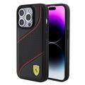 iPhone 15 Pro Ferrari Perforated Slanted Line Etui - Czarny