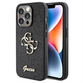 iPhone 15 Pro Etui Guess Fixed Glitter 4G Metal Logo - Czerń