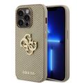 Pokrowiec iPhone 15 Pro Guess Perforated 4G Glitter Logo - złoty