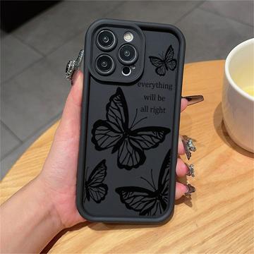 iPhone 15 Pro Max Etui TPU z nadrukiem motyla - czarne