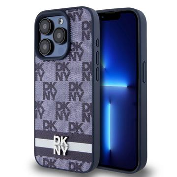 iPhone 15 Pro Max Etui DKNY Wzór w kratkę i paski - Błękit