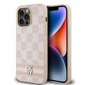 iPhone 15 Pro Max Etui DKNY Wzór w kratkę i paski - różowe