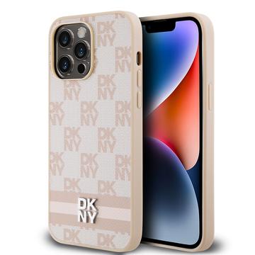 iPhone 15 Pro Max Etui DKNY Wzór w kratkę i paski - różowe