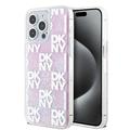 iPhone 15 Pro Max DKNY Liquid Glitter Checkered Pattern Case - różowy