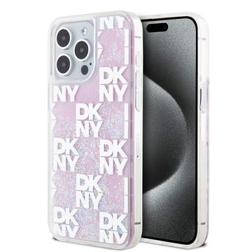 iPhone 15 Pro Max DKNY Liquid Glitter Checkered Pattern Case - różowy