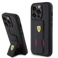 iPhone 15 Pro Max Ferrari Carbon Grip Stand Etui - czarny