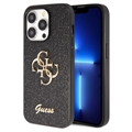 iPhone 15 Pro Max Etui Guess Fixed Glitter 4G Metal Logo - Czerń