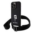 iPhone 15 Pro Max Karl Lagerfeld Saffiano Crossbody Metal Iconic Case - Czarny