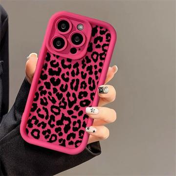 Etui TPU iPhone 15 Pro Max z nadrukiem lamparta - gorący róż