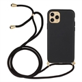 iPhone 15 Pro Max Etui z TPU ze Smyczą - Czerń