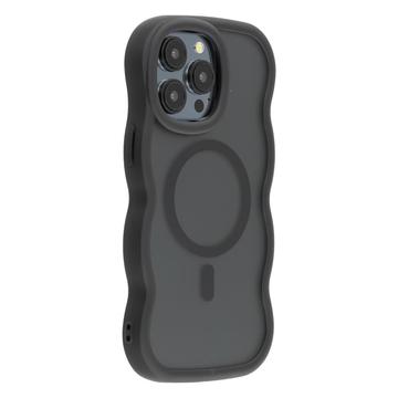 iPhone 15 Pro Max Etui hybrydowa z magnetycznym brzegiem fali - czarne