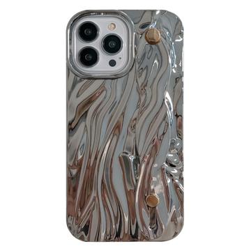 iPhone 15 Pro Max Pomarszczone, galwanizowane etui TPU - srebrne