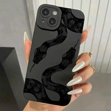 Etui TPU wzór węża na iPhone 15 - czarne